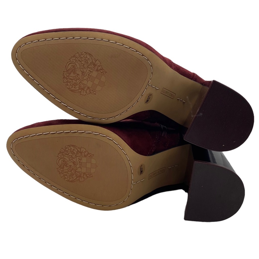 Vince Camuto Women's Boot Everna Heeled Burgundy Red Suede Leather Holiday - Picture 8 of 10